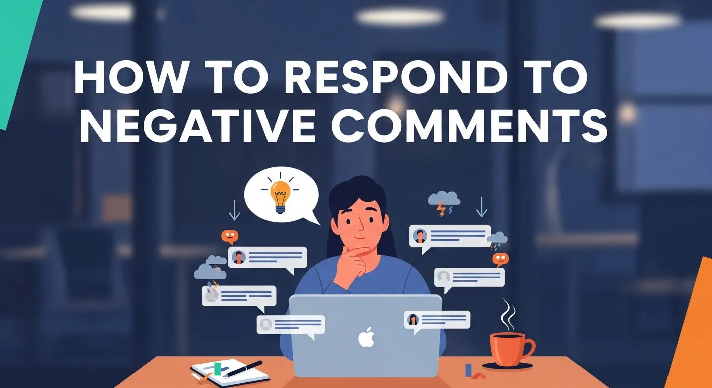 Illustration showing how to professionally respond to negative online comments