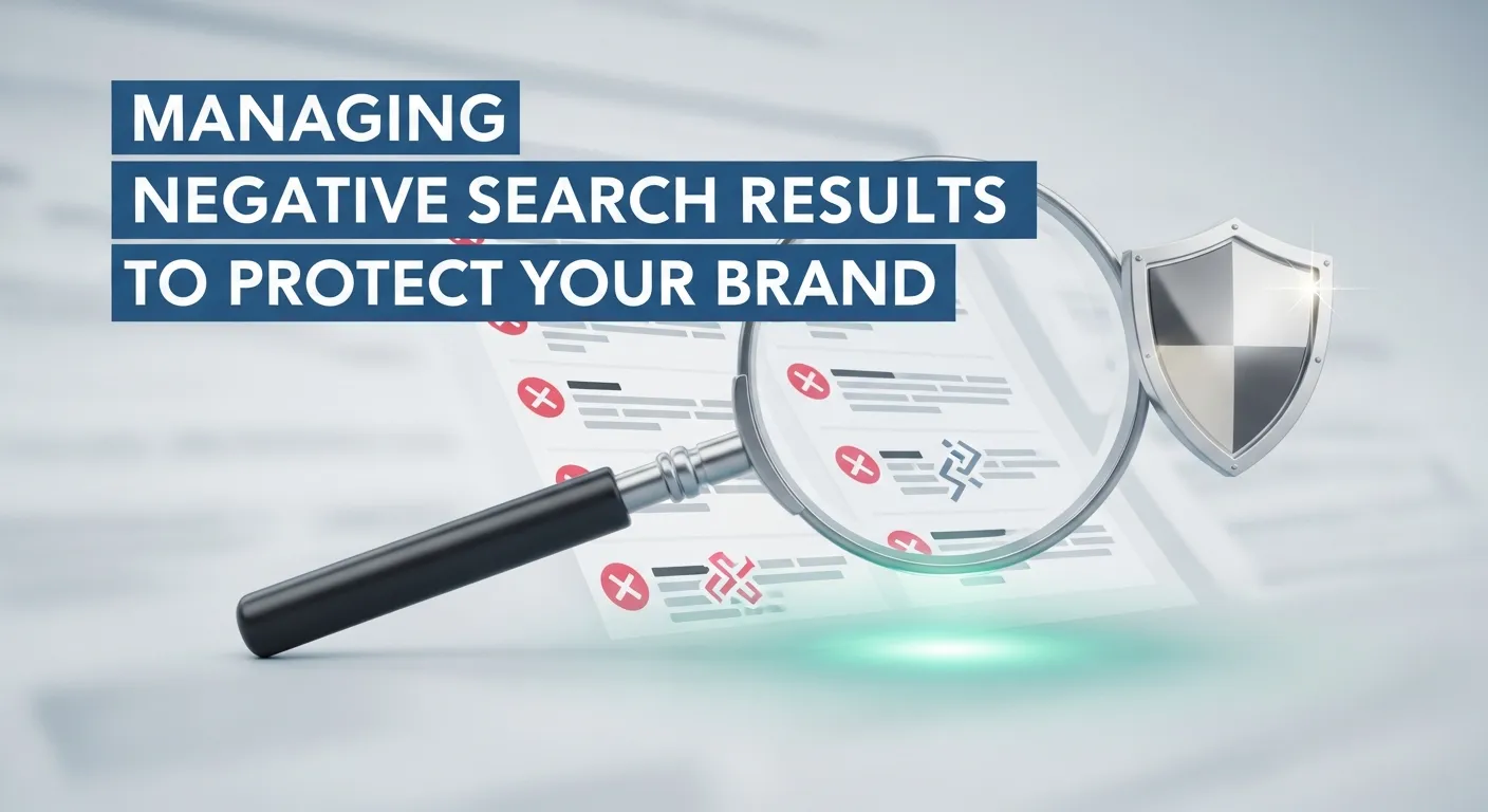 Illustration of managing negative search results to protect a brand’s reputation