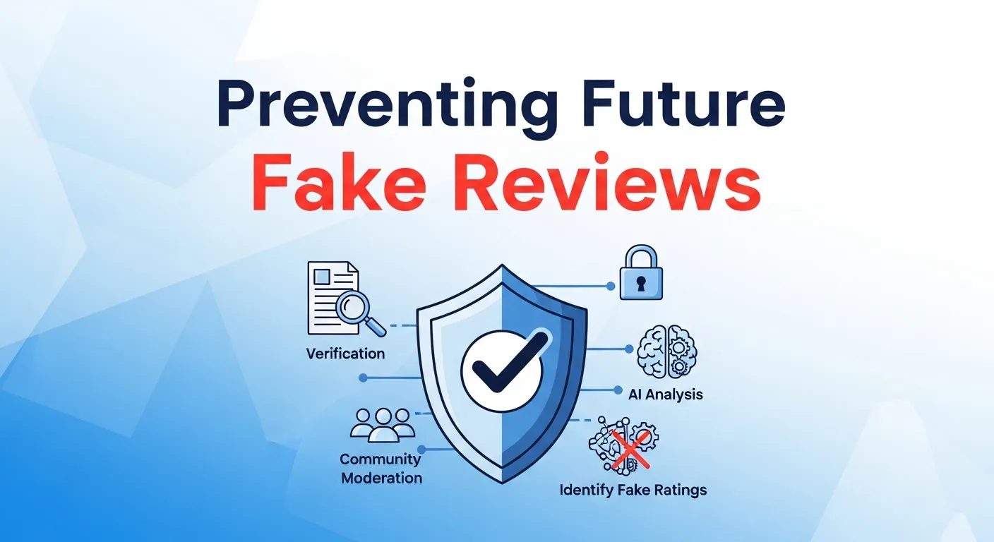 Illustration showing steps to prevent fake reviews in the future